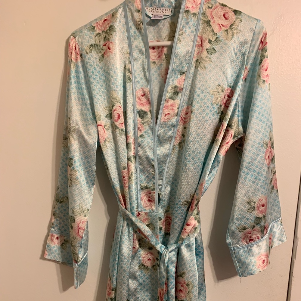 Beautiful Rose Accented Blue Robe